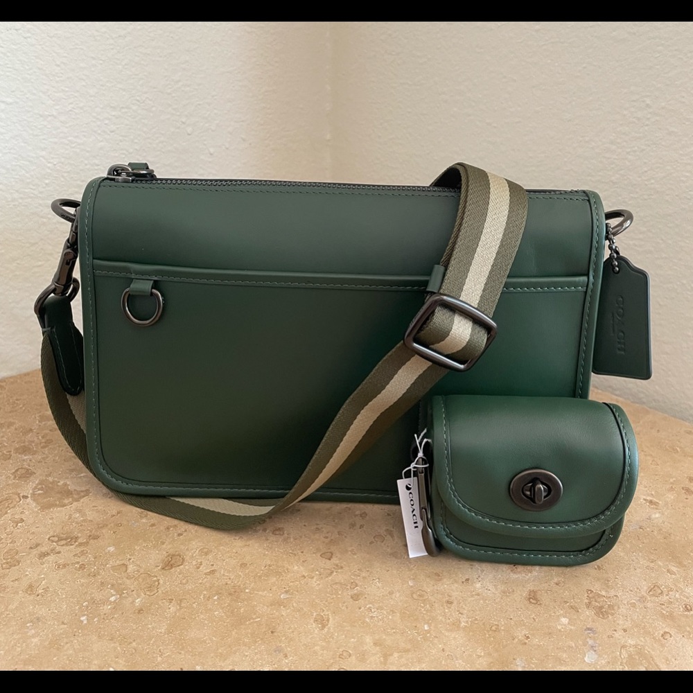 Coach Heritage Leather Crossbody Bag & Bag Charm - Picture 2 of 15